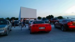 Waiting for the movie to start.